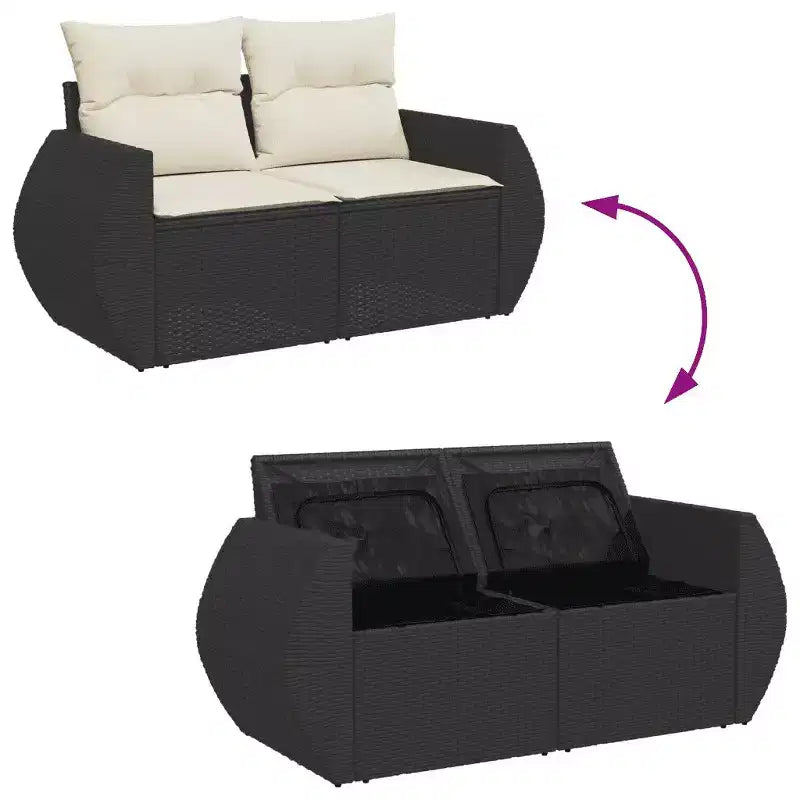vidaXL Salon de jardin noir en résine tressée Grand salon de jardin modulable