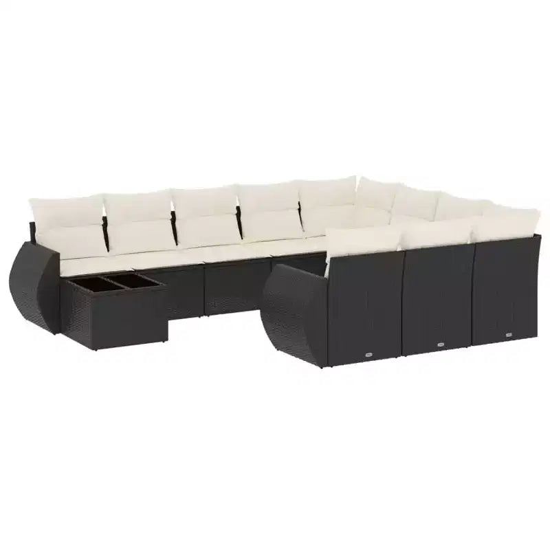 vidaXL Garden Sofa Set Black, Cream White