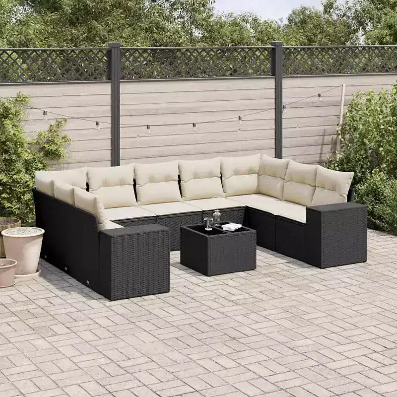 vidaXL Salon de jardin noir en résine tressée Grand salon de jardin modulable