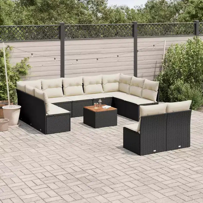 vidaXL Salon de jardin noir, crème