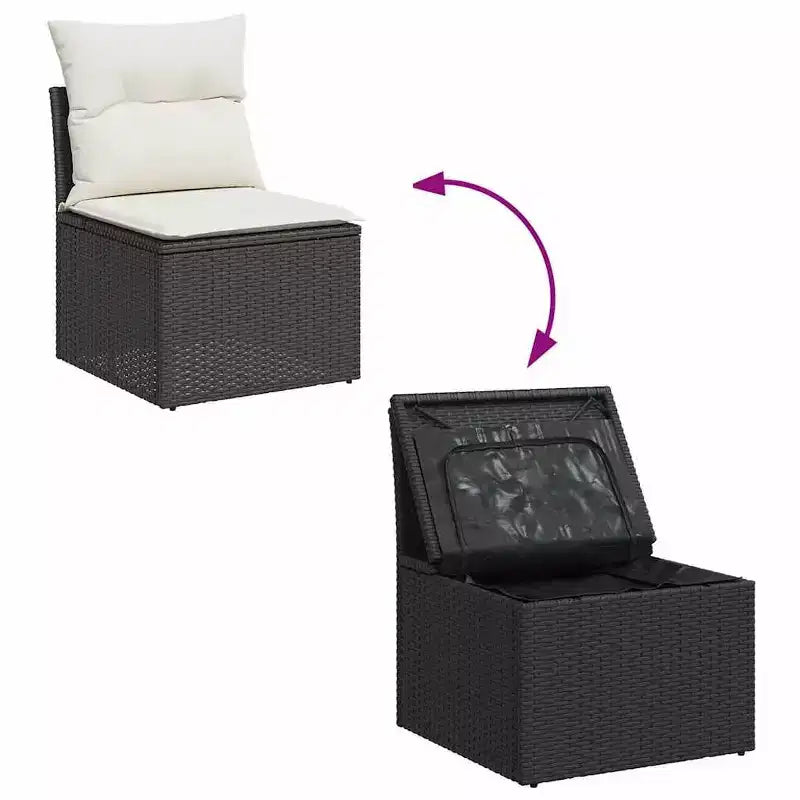vidaXL Salon de jardin noir en résine tressée 6 pièces modulable