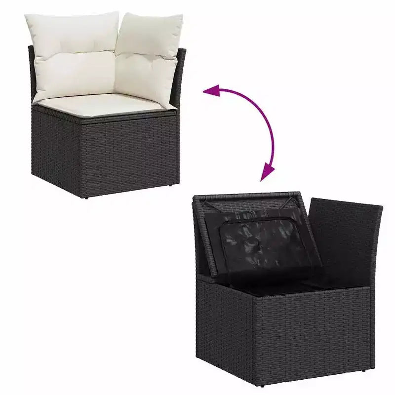 vidaXL Salon de jardin noir et blanc crème en résine tressée grand modulable