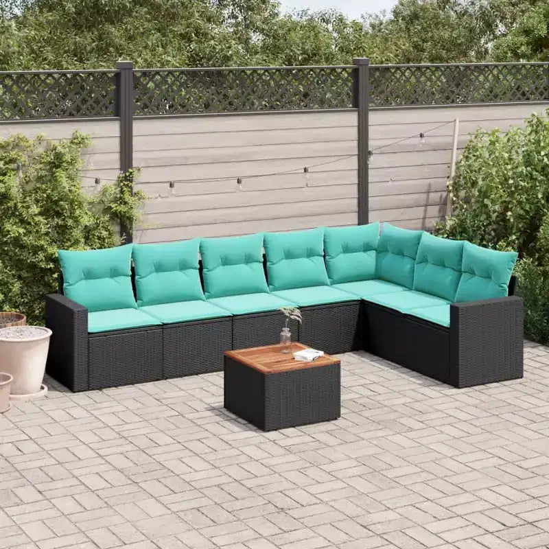 vidaXL Salon de jardin noir et blanc crème en résine tressée grand modulable