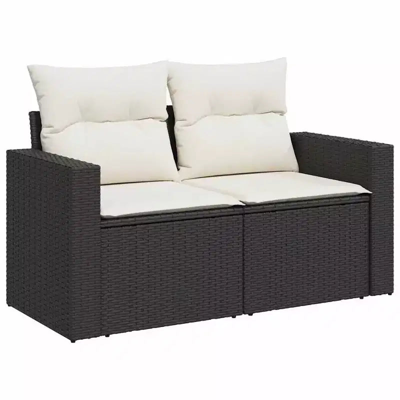 vidaXL Salon de jardin noir et blanc crème en résine tressée grand modulable