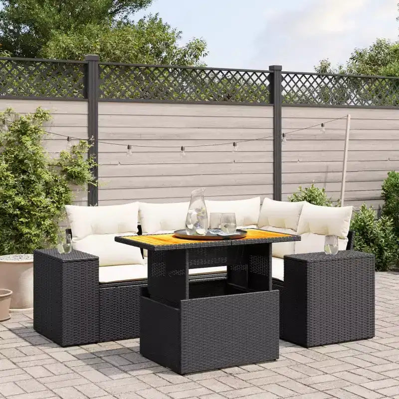 vidaXL Salon de jardin noir en résine tressée Grand salon de jardin