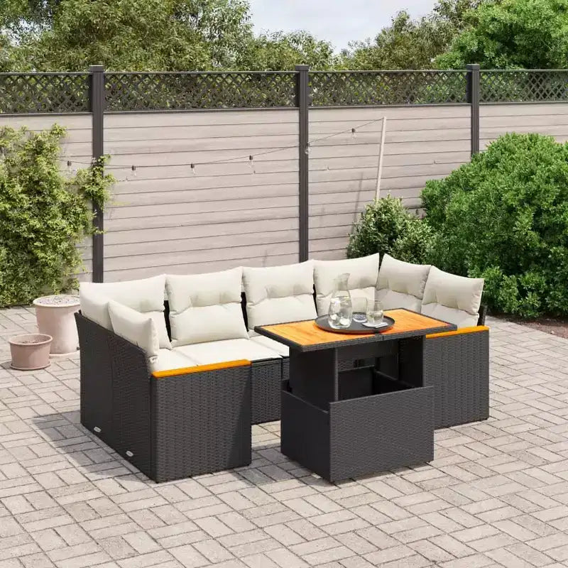 vidaXL Salon de jardin noir et crème