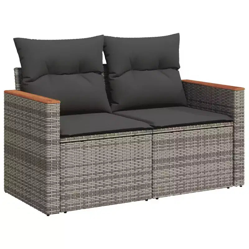 vidaXL Salon de jardin Gris Résine tressée Canapé de jardin modulable