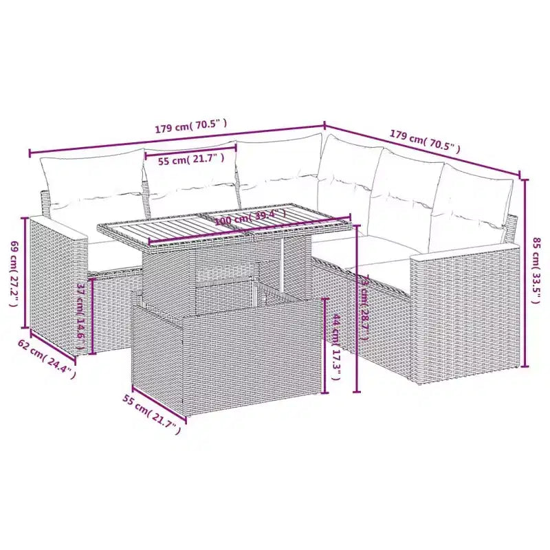vidaXL Salon de jardin gris