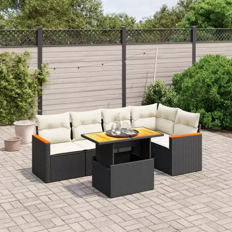 vidaXL Salon de jardin en résine tressée noir 6 pièces Modulable