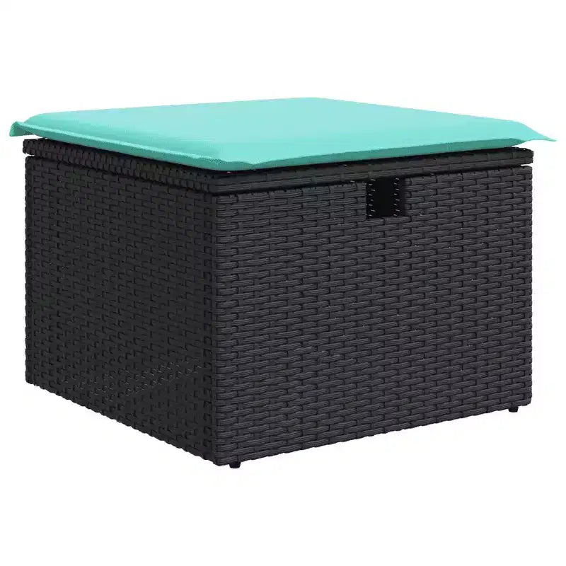 vidaXL Salon de jardin 9 pièces avec coussins Noir et bleu résine tressée