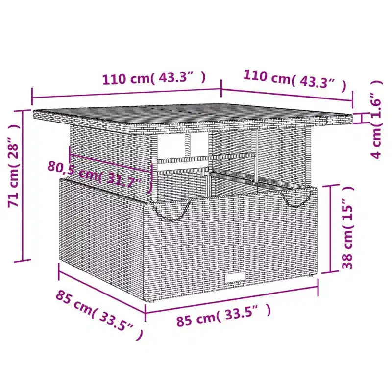 vidaXL Ensemble repas de jardin noir, marron, crème
