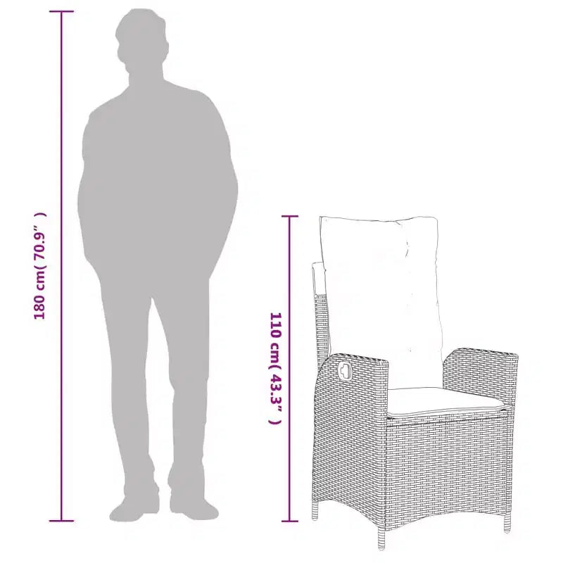 vidaXL Ensemble repas de jardin noir, marron, crème