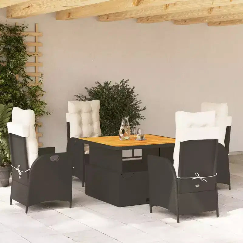 vidaXL Ensemble repas de jardin noir, marron, crème
