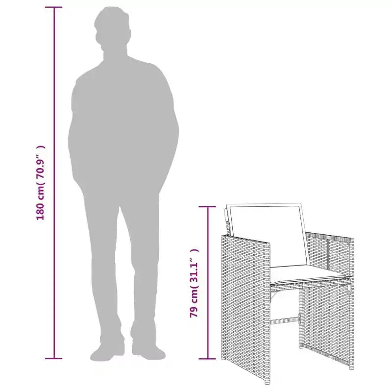 vidaXL Ensemble de salle à manger de patio, table et chaises d'extérieur 7 pièces, en rotin PE gris et bleu marine