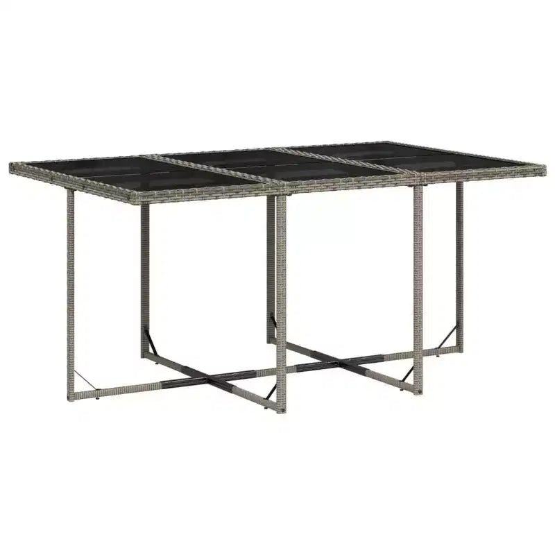 vidaXL Ensemble de salle à manger de patio, table et chaises d'extérieur 7 pièces, en rotin PE gris et bleu marine