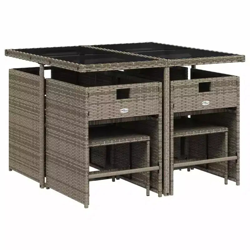 vidaXL Ensemble de salle à manger d'extérieur 8 pcs gris résine tressée grand pliable