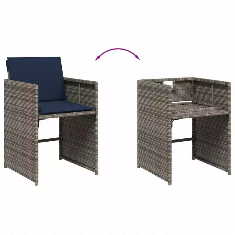 vidaXL Ensemble de salle à manger d'extérieur 8 pcs gris résine tressée grand pliable