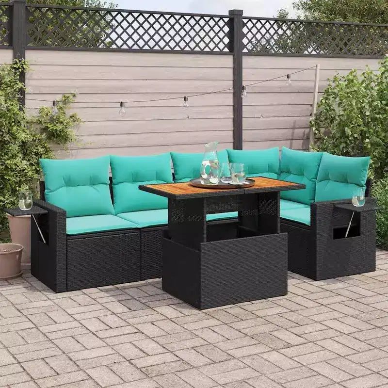 vidaXL Ensemble de canapés de jardin 6 pièces avec coussins Résine tressée noire