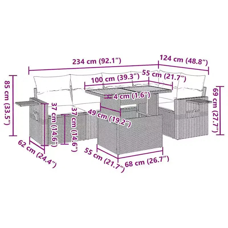vidaXL Ensemble de canapés de jardin 6 pièces avec coussins Résine tressée noire