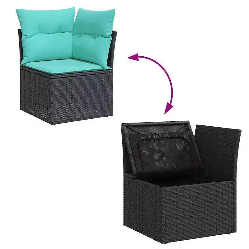 vidaXL Ensemble de canapés de jardin 6 pièces avec coussins Résine tressée noire