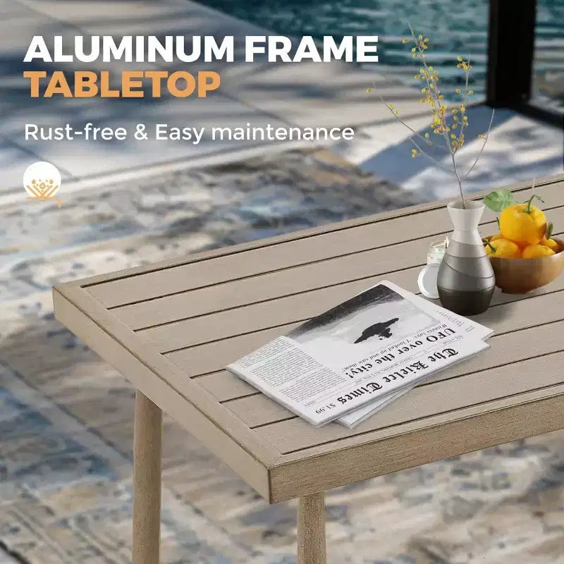 HAPPATIO Salon de jardin 6 pièces en aluminium avec causeuse, fauteuils, table basse et poufs pour jardin et véranda