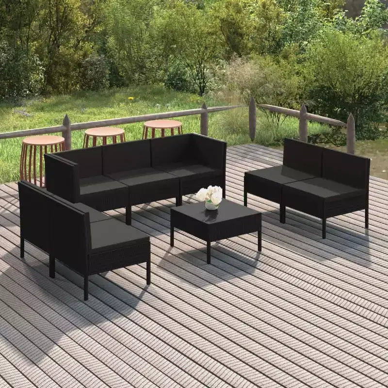 vidaXL Salon de jardin canapé d'angle en résine tressée Noir
