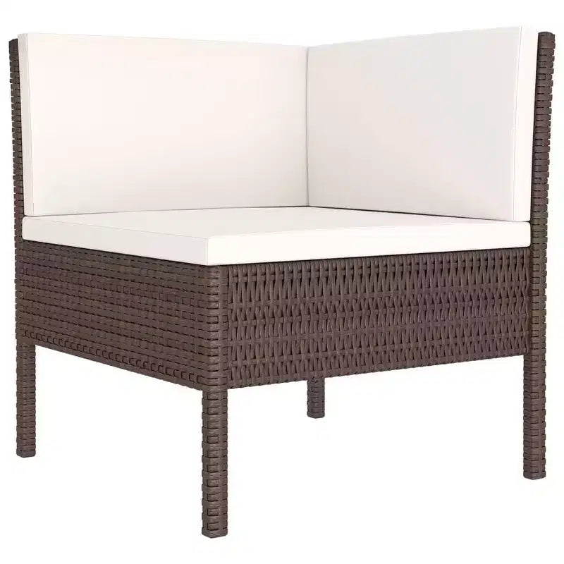 vidaXL Salon de jardin canapé d'angle table en poly rotin marron