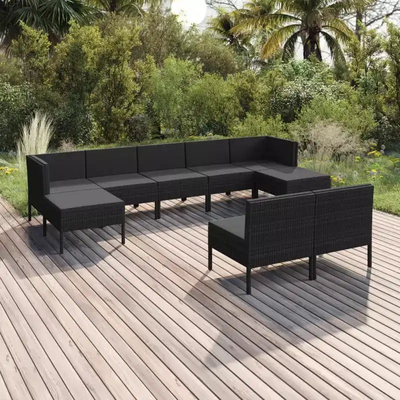 vidaXL Salon de jardin modulaire avec table en résine tressée noir