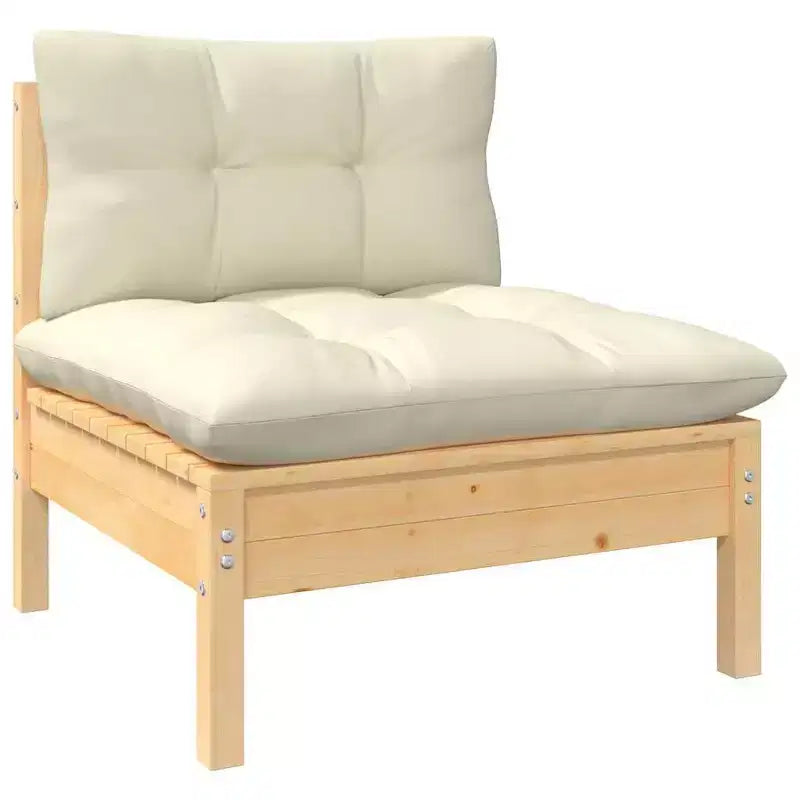vidaXL Salon de jardin crème Bois de pin massif, tissu (100 % polyester)
