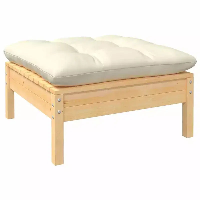 vidaXL Salon de jardin crème Bois de pin massif, tissu (100 % polyester)