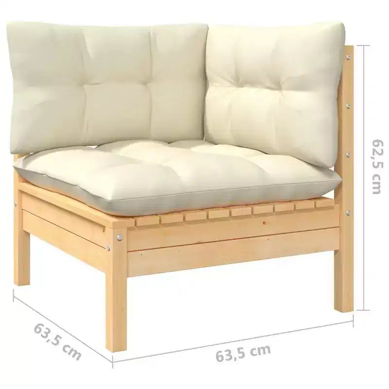 vidaXL Salon de jardin crème Bois de pin massif, tissu (100 % polyester)