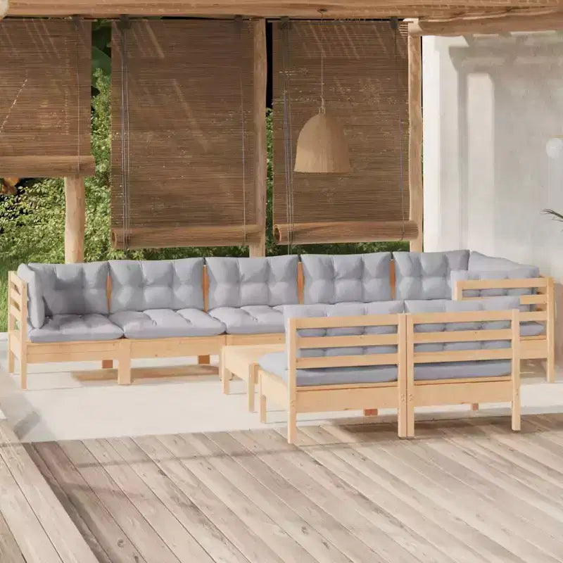 vidaXL Salon de jardin gris en pin massif grand modulaire