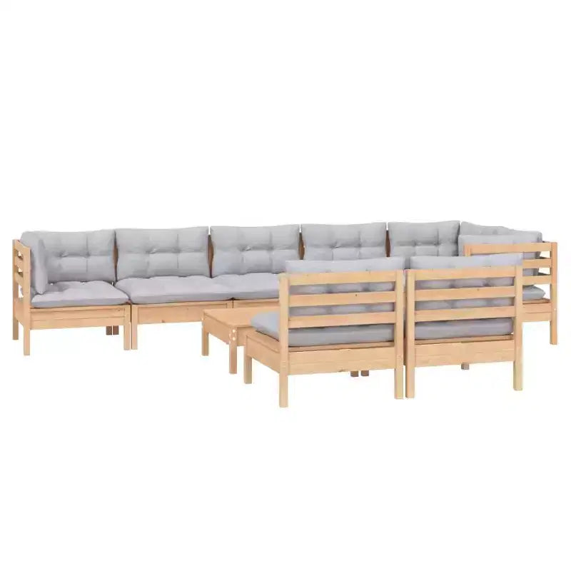 vidaXL Salon de jardin gris en pin massif grand modulaire