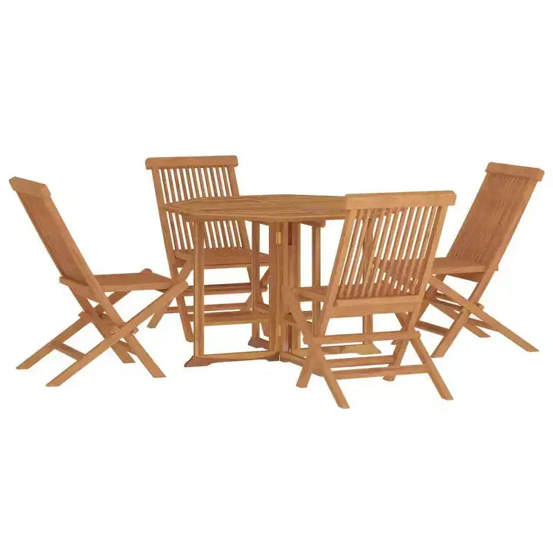 vidaXL Ensemble repas de jardin pliable 5 pièces - Bois de teck massif - Meubles d'extérieur résistants aux intempéries - Facile à assembler - Gain de place