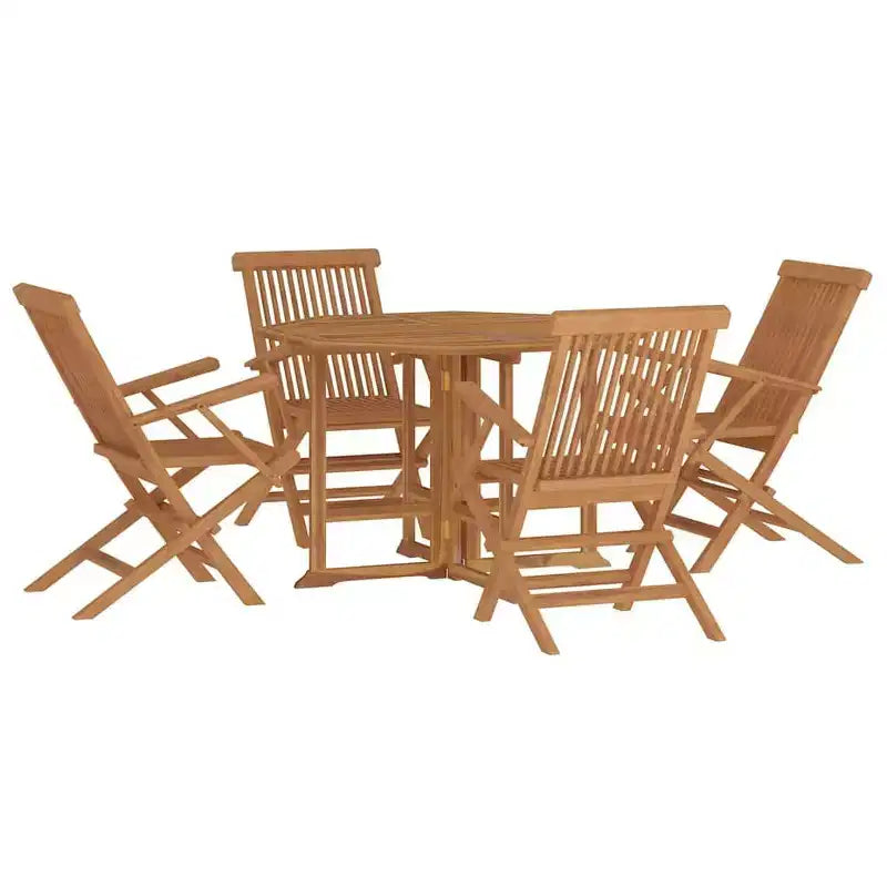 vidaXL Salon de jardin Teck naturel Bois de teck massif Moyen Pliable