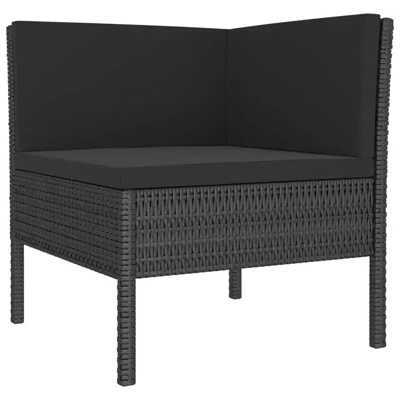 vidaXL Salon de jardin – 11 pièces, avec coussins, en résine tressée et acier thermolaqué, noir