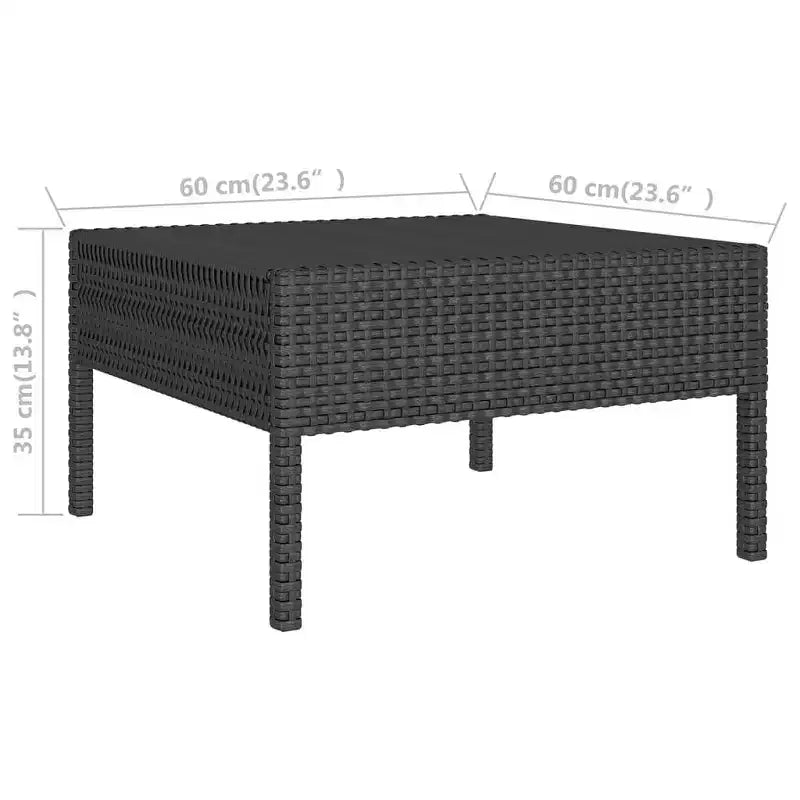 vidaXL Salon de jardin – 11 pièces, avec coussins, en résine tressée et acier thermolaqué, noir