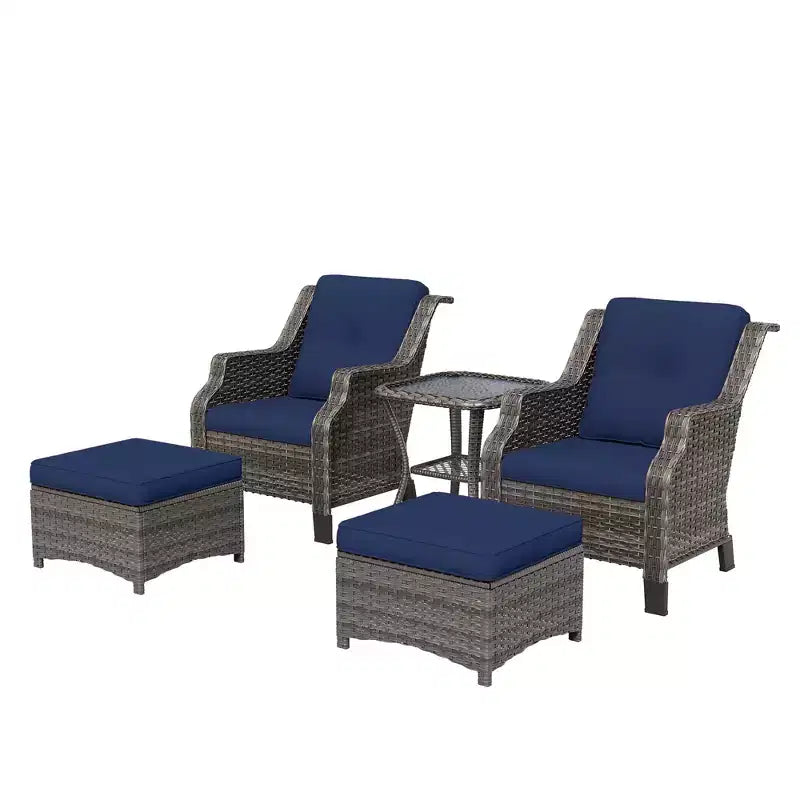 UPTIOT Ensemble de conversation de terrasse en osier 5 pièces avec chaises longues d'extérieur