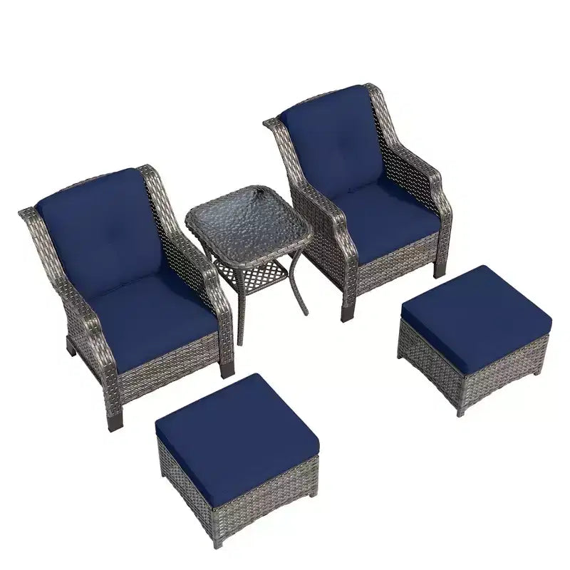 UPTIOT Ensemble de conversation de terrasse en osier 5 pièces avec chaises longues d'extérieur