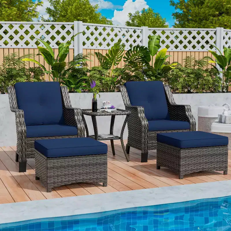 UPTIOT Ensemble de conversation de terrasse en osier 5 pièces avec chaises longues d'extérieur