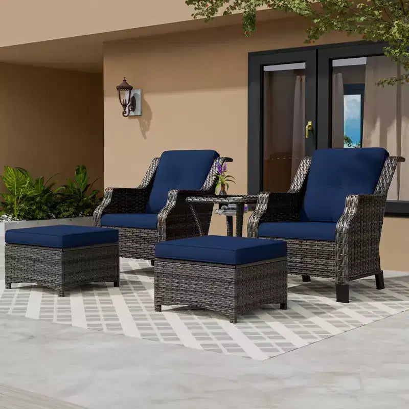 UPTIOT Ensemble de conversation de terrasse en osier 5 pièces avec chaises longues d'extérieur
