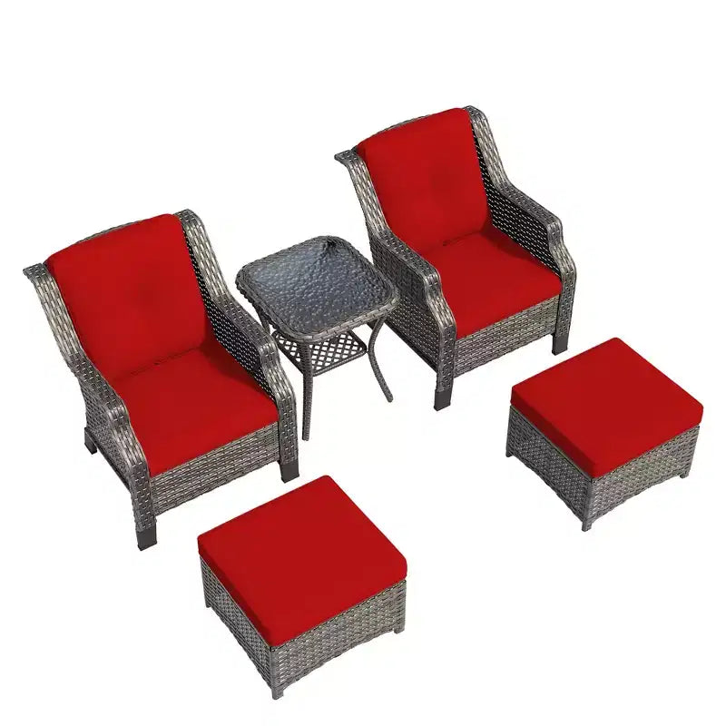 UPTIOT Ensemble de conversation de terrasse en osier 5 pièces avec chaises longues d'extérieur
