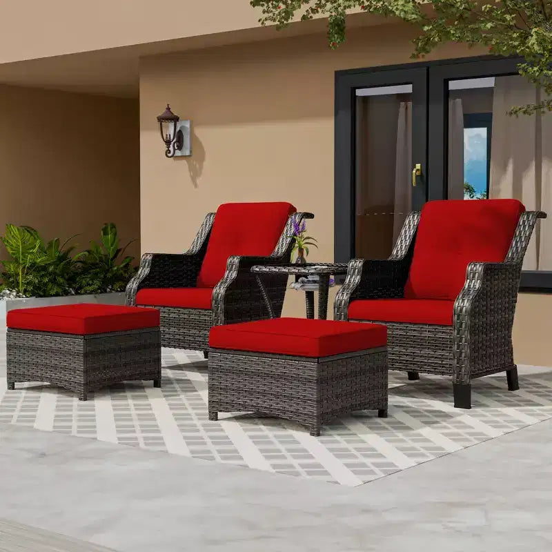 UPTIOT Ensemble de conversation de terrasse en osier 5 pièces avec chaises longues d'extérieur