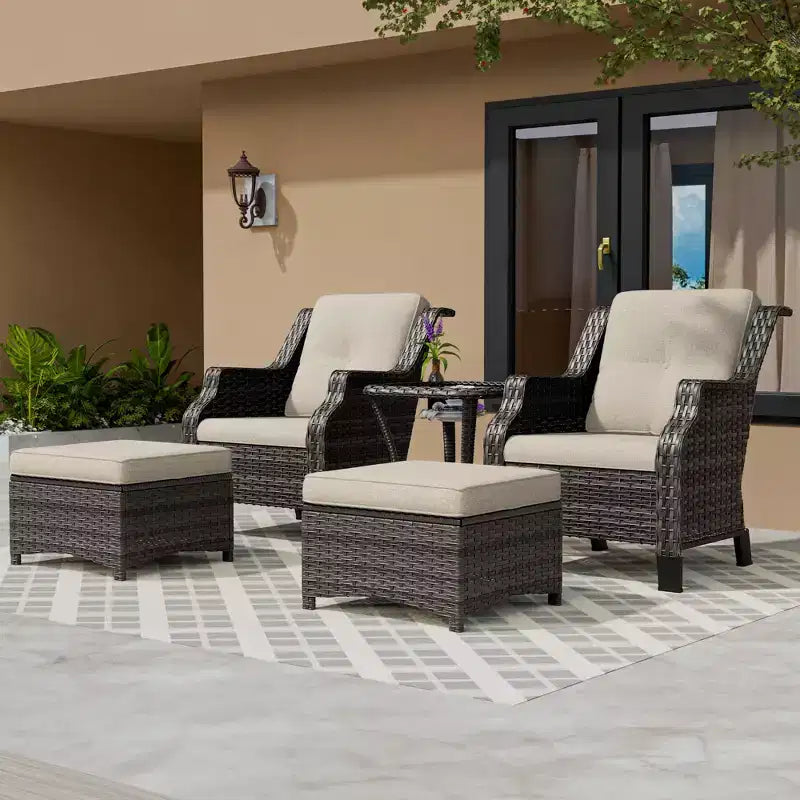 UPTIOT Ensemble de conversation de terrasse en osier 5 pièces avec chaises longues d'extérieur