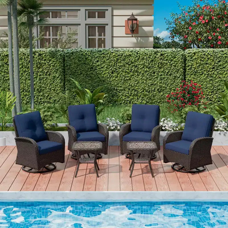 UPTIOT Ensemble de conversation de patio avec 6 fauteuils à bascule pivotants en osier