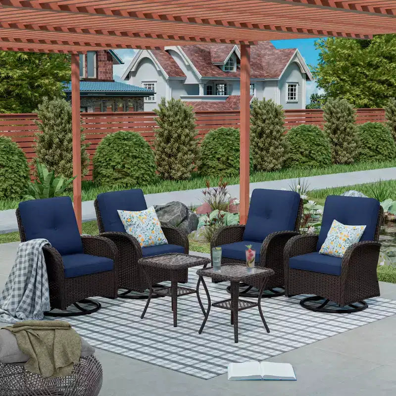 UPTIOT Ensemble de conversation de patio avec 6 fauteuils à bascule pivotants en osier