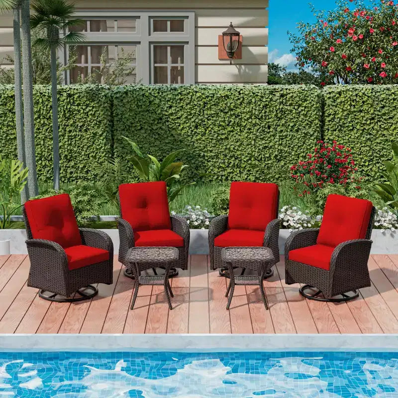 UPTIOT Ensemble de conversation de patio avec 6 fauteuils à bascule pivotants en osier