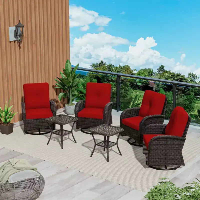 UPTIOT Ensemble de conversation de patio avec 6 fauteuils à bascule pivotants en osier