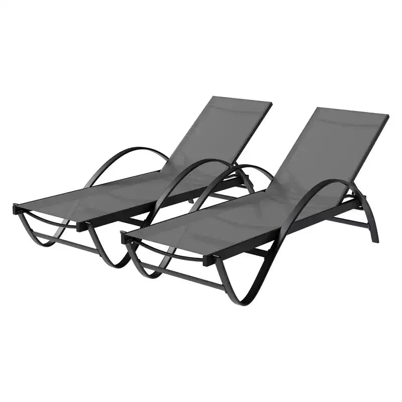 Celebalcony Chaise longue d'extérieur, lot de 2, chaise longue de piscine avec accoudoir en forme de S, chaises longues de patio avec dossier réglable
