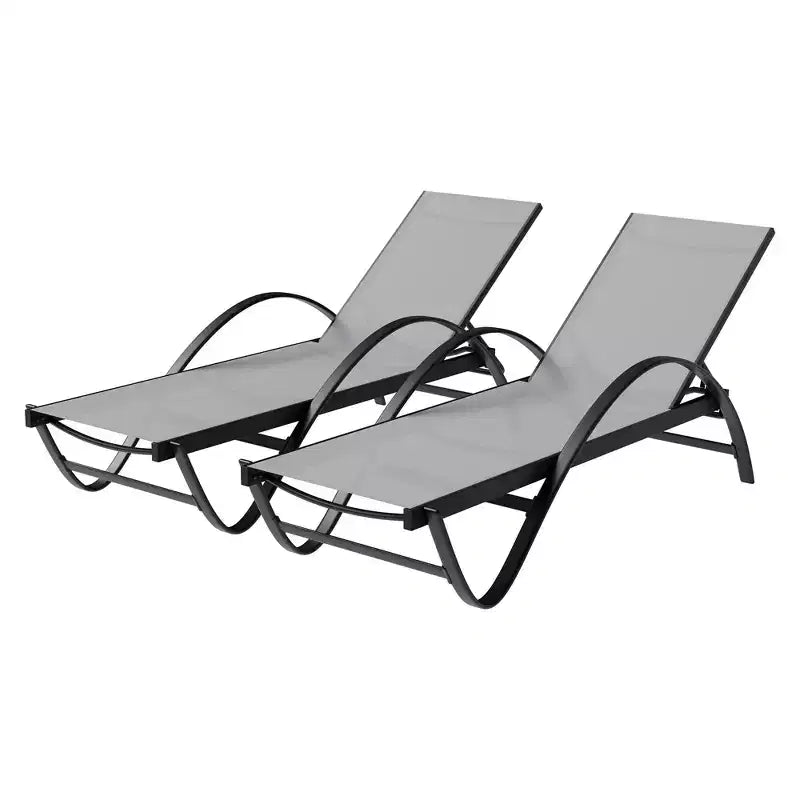 Celebalcony Chaise longue d'extérieur, lot de 2, chaise longue de piscine avec accoudoir en forme de S, chaises longues de patio avec dossier réglable